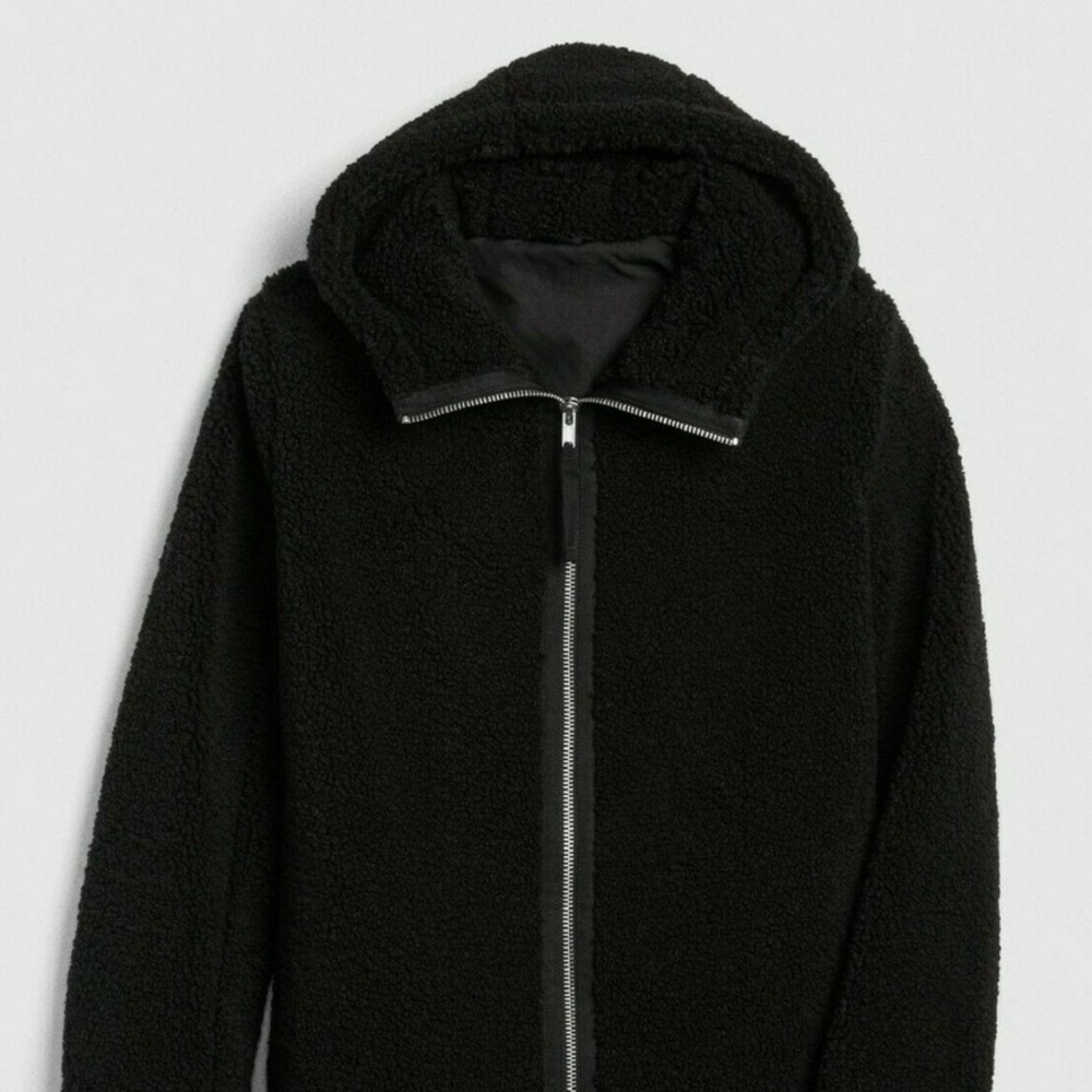 Gap Black Teddy Sherpa Fleece Zip-Up Coat - Medium - Picture 4 of 8
